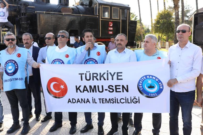 TÜRKİYE KAMU SEN  VE TÜRK EĞİTİM SEN ADANA İSTASYON MEYDANINDA TALEPLERİNİ HAYKIRDI