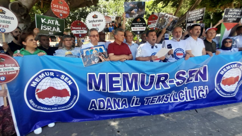 MEMUR- SEN ADANA İSRAİL’İN GAZZEYE YÖNELİK  SOYKIRIMINI LANETLEDİ 