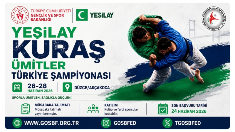 26-28 Haziran 2026 Yeşilay Kuraş Ümitler Türkiye Şampiyonası Düzce'de Düzenlenecek