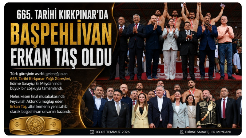 665. Tarihi Kırkpınar'da Başpehlivan Erkan Taş Oldu