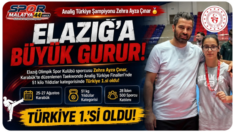 Zehra Ayza Çınar’dan Elazığ’a Türkiye Şampiyonluğu Gururu