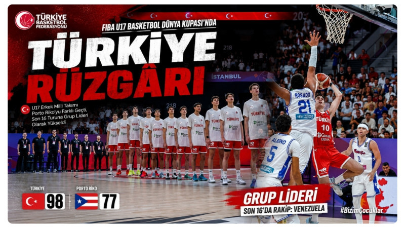 U17 Erkek Milli Takımı Porto Riko'yu Farklı Geçti, Son 16 Turuna Grup Lideri Olarak Yükseldi