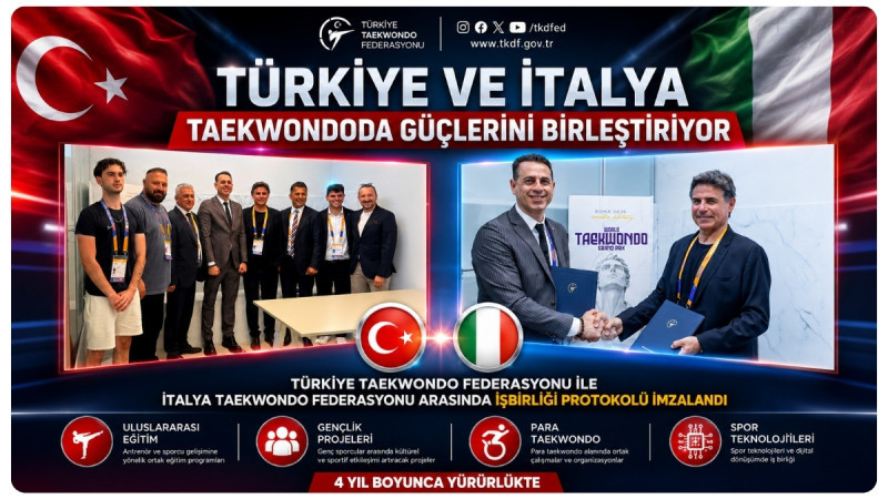 Türkiye Taekwondo Federasyonu ile İtalya Taekwondo Federasyonu Arasında İşbirliği Protokolü İmzaland