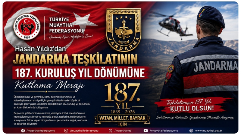 Hasan Yıldız'dan Jandarma Teşkilatının 187. Kuruluş Yıl Dönümüne Kutlama Mesajı