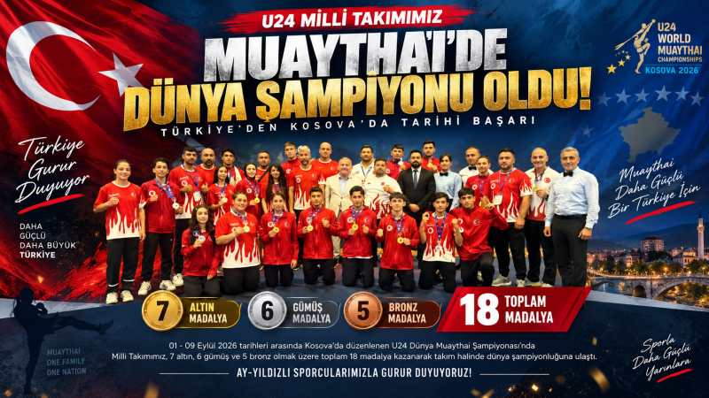 U24 Milli Takımımız Muaythai’de Dünya Şampiyonu Oldu! Türkiye’den Kosova’da Tarihi Başarı